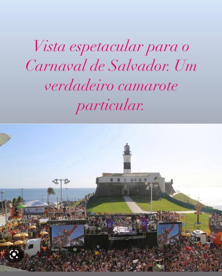 Apartamento No Farol Da Barra. Vista Deslumbrante Para O Mar! No Circuito Do Carnaval. Ao Lado Do Porto Da Barra ! Salvador Bagian luar foto
